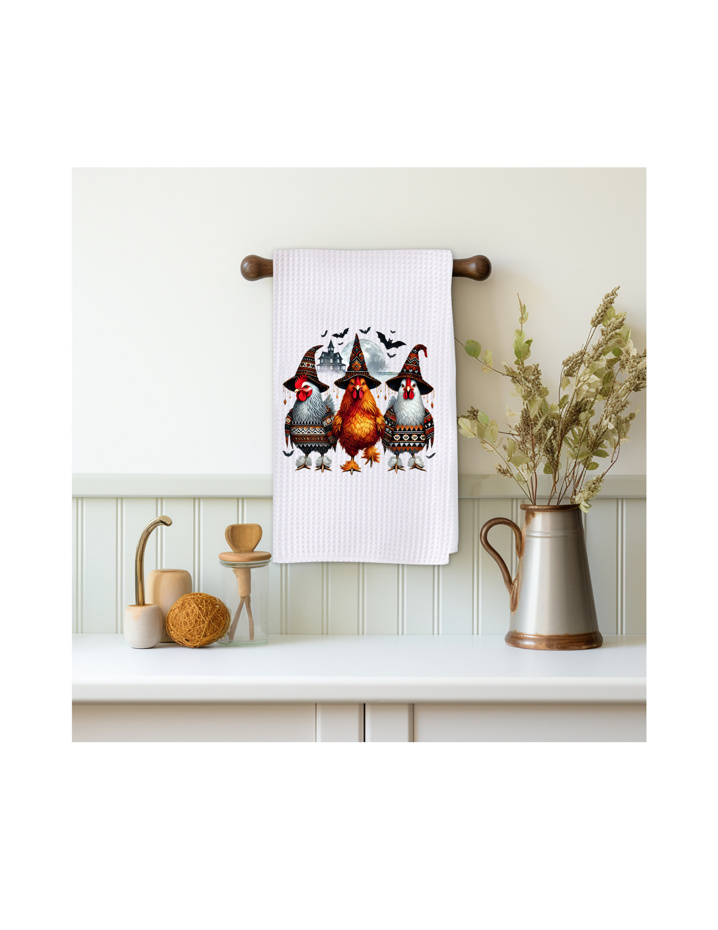 Ugly Sweater Chicken Witches Halloween Decorative Kitchen Towel